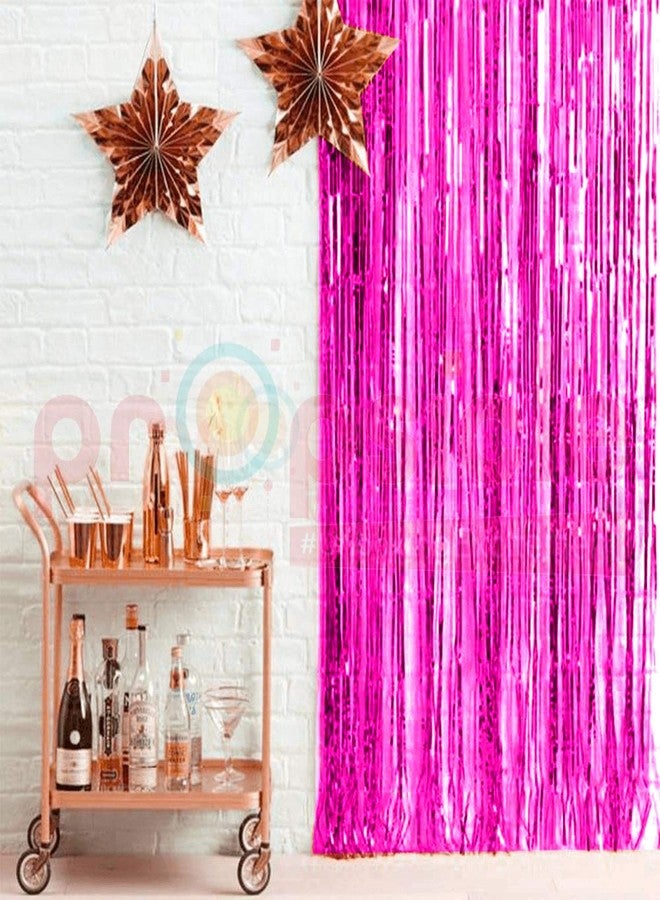 Propsicle Pink Foil Fringe Curtains 3x6 Ft Backdrop - (Pack of 2) Metallic Pink Tinsel Door/Wall Curtain for Birthday, Baby Shower, Bachelorette, Anniversary, Photo Booth, Party Decoration - Image 2